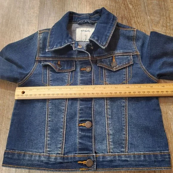 OLD NAVY 4T GIRLS JEAN JACKET BUTTON CLOSURE NEVER WORN NO TAGS BLUE - Picture 4 of 6